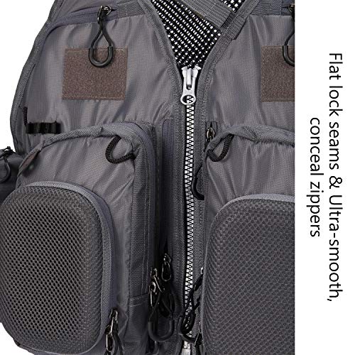 BASSDASH Strap Fishing Vest Adjustable for Men and Women, for Fly Bass Fishing and Outdoor Activities - color: F22 - Grey