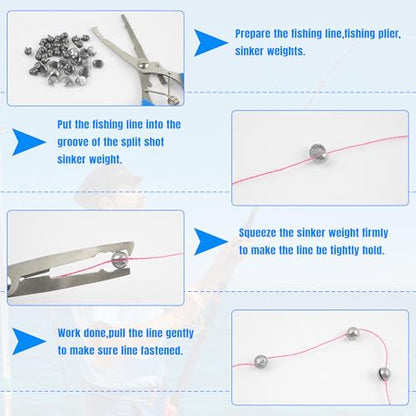 Fishing Sinker Weights Kit,100pcs Various Bass Casting Weight Removable Split Drop Shot Sinkers Pyramid Sinkers Disc Weights Catfish for Saltwater Freshwater Fishing