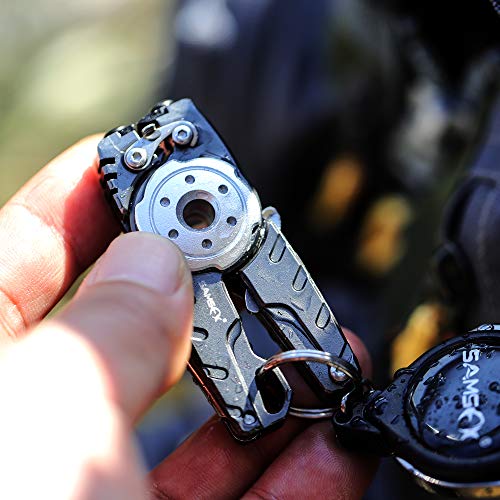 SAMSFX Fishing Tungsten Line Cutter with Zinger Retractors, Fishing Pliers Cutters, Knot Tying Tool, Hook Eye Cleaner, Hook Sharpener - color: A: Gray Line Cutter With Retractor