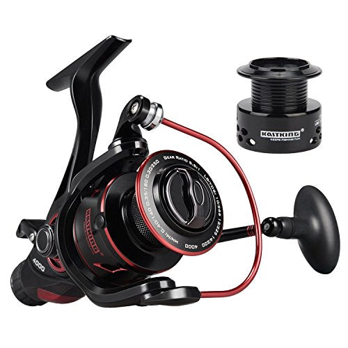 KastKing Sharky Baitfeeder III Spinning Reel 10+1 Shielded Stainless Steel BB - Carbon Fiber Drag for Live Liner Bait Fishing Action - style: 6000