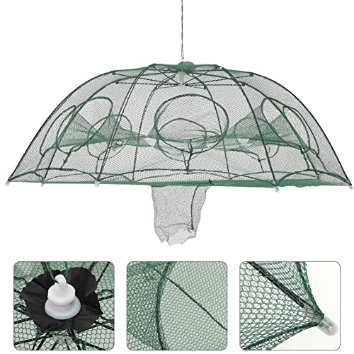 Fishing Net Portable and Foldable Umbrella Fishing Bait Net - Easy to Use Fishing Tool for Crayfish,Shrimp,Crab, Catfish - color: 8 Holes