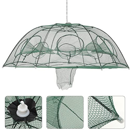 Fishing Net Portable and Foldable Umbrella Fishing Bait Net - Easy to Use Fishing Tool for Crayfish,Shrimp,Crab, Catfish - color: 8 Holes