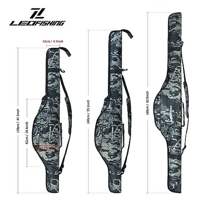 LEOFISHING Portable Folding Fishing Pole Bag 3.94ft/4.59ft/5.25ft Fishing Rod and Reel Protective Case Fishing Tackle Storage Bags Carry Organizer Outdoor for Fishing 3 Size - size: Small(120cm/3.94ft)