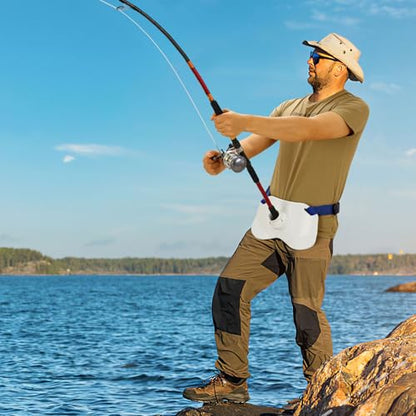 PELLOR 360°Adjustable Padded Fishing Fighting Belt Offshore Tackle Boat Fishing Rod Holder - color: White