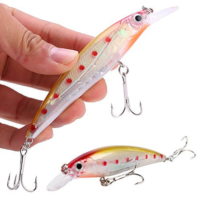 Sougayilang Minnow Fishing Lures Crankbaits Set Fishing Hard Baits Swimbaits Boat Topwater Lures for Trout Bass Perch Fishing - color: Style-A 10PCS