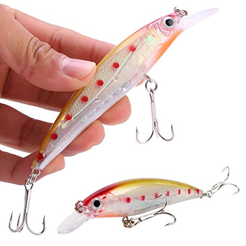 Sougayilang Minnow Fishing Lures Crankbaits Set Fishing Hard Baits Swimbaits Boat Topwater Lures for Trout Bass Perch Fishing - color: Style-A 10PCS