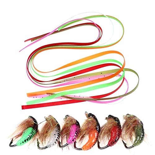 Greatfishing 30pcs Mix 6 Color 3mmX30cm Caddis Fly Pupa Nymph Worm Body Wrap Skin Caddis Larvae/Czech Nymph Scud Lure Fly Tying Material