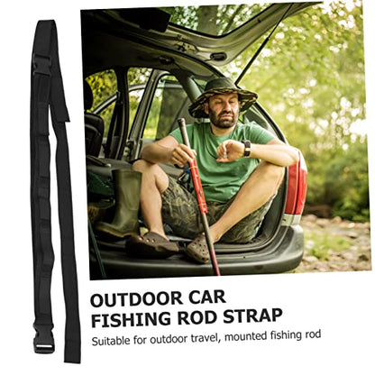 2Pcs Vehicle Mounted Fishing Rod Holder Strap Portable Car Fishing Pole Carrier Durable Fixing Band for Easy Installation and Storage of Up to Rods