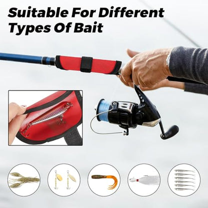 8 Pieces 5.9''/15 CM Fishing Hook Covers Shield, Fishing Lure Covers Protector, Lure Wraps Guard with Touch Fastener for Fisherman Rod Bait Pole Reel Storage Sleeve - color: Red