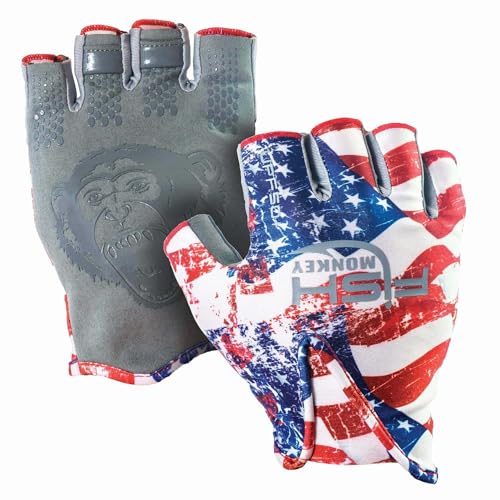 Fish Monkey Stubby Guide Glove - color: Blue Water Camo, size: Medium