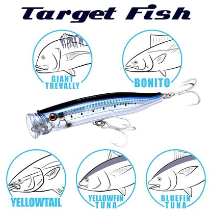 TACKLE HOUSE Feed Popper 150, Saltwater Tuna Fishing Lures, Topwater, GT, Bonito, Yellowtail, Yellowfin, Bluefin Tuna, Floating, Fishing Gear, Fishing Accessories, Fishing Tackle - color: DOT