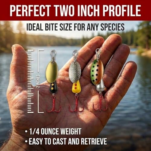 Spinning Fishing Lures for Freshwater – Inline Spinner 3-Pack for Trout, Salmon, Panfish, Bass, Crappie & Perch