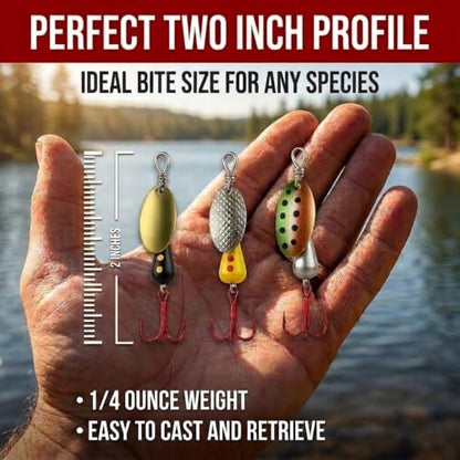 Spinning Fishing Lures for Freshwater – Inline Spinner 3-Pack for Trout, Salmon, Panfish, Bass, Crappie & Perch