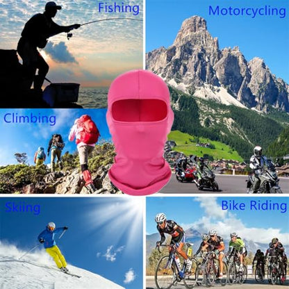 2 Pieces Thin Balaclava Ski Mask Head Mask Full Face Mask Windproof Sun UV Protection Hood for Women Men - color: Pink+pink