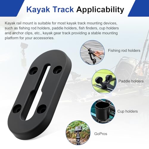 Kayak Track Mount, Kayak Rail Track Mount, Kayak Gear Track Accessories, Kayak Low Profile Track for Fishing Rod Holder, Cup Holder, Paddle Holders, Anchor Cleats (4 in, 4 Holes, 4 Pieces) - size: 4 Inch
