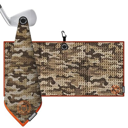 Ghost Golf Magnetic Towel (Caddie) - Premium Ultra-Absorbent Microfiber Golf Towel with Magnet for Golf Carts or Clubs - 18" x 40" Golfing Gear - Waffle Weave Pattern (Desert Camo) - color: Desert Camo