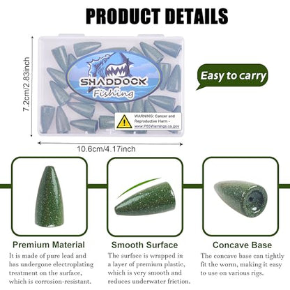 30Pcs Bullet Fishing Worm Slip Sinkers Weights - Texas Rig and Carolina Rig Weights for Bass Fishing Size 1/2oz 3/8oz 1/4oz 3/16oz 1/8oz 1/16oz - size: 30pcs 1/8oz