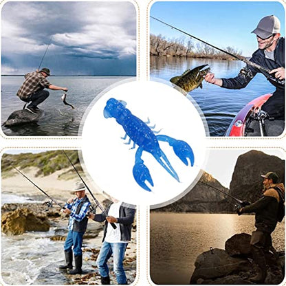 10pcs Crawfish Soft Lure Fishing Lure Crawdad Bait PVC Shrimp Artificial Soft Lure Baits for Bass Fishing Crayfish Baits Swimbait - color: Blue