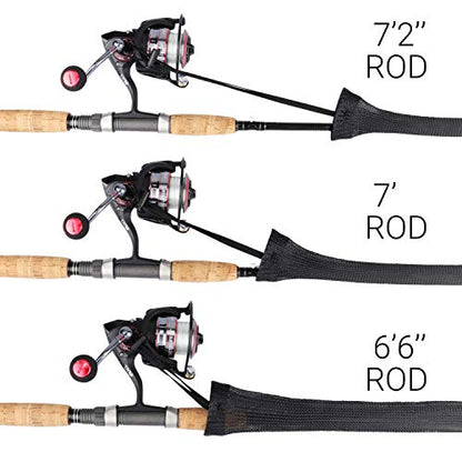 RUNCL Fishing Rod Sleeves & Reel Bags, Spinning/Casting Rod Socks & Spinning/Baitcasting Reel Covers - Protection Solution, Space Saver, Perfect Storage - Fishing Pole Sleeves & Reel Pouch (2 Pack) - color: Spinning Rod Sleeves*2pcs,(Black)