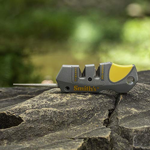 Smith’s Pocket Pal Tactical Knife Sharpener - 2 Stage Sharpener & Diamond Sharpening Rod - Pocket Clip - Outdoor Hunting Knife & Hook Sharpener - Compact & Lightweight - style: Pocket Pal (50918)