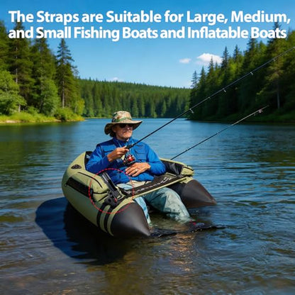 Fishing Rod Holder for Kayak and Boat, 360 Degree Adjustable with Protective Strap, for Inflatable Boats Canoes Kayaks Using Adjustable Straps or Pre-drilled Holes, Fishing Accessories