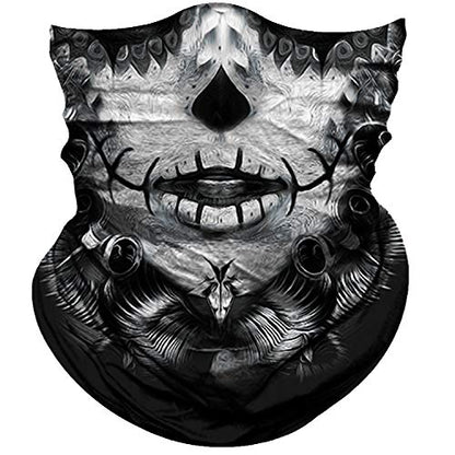 Obacle Neck Gaiter Face Mask Bandana for Dust Wind Sun Protection for Men Women - color: Skull Gray White Face Tear Lips