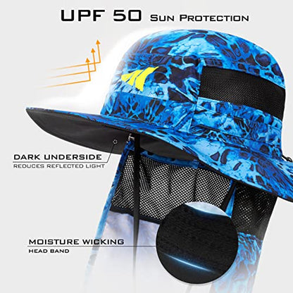 KastKing Sol Armis UPF 50 Boonie Hat - Sun Protection Hat, Fishing Hat, Beach & Hiking Hat, Paddling - color: X: Prym1 Shoreline, size: With Neck Shield
