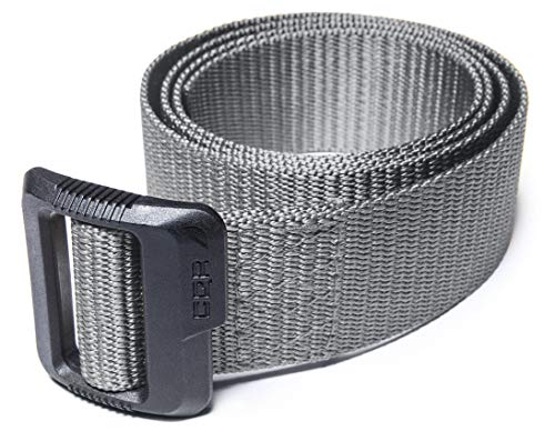 CQR Tactical Belt, Military Style Heavy Duty Belt, Webbing EDC Quick-Release Buckle - color: 2pack Dura Nylon Black/Grey, size: Medium