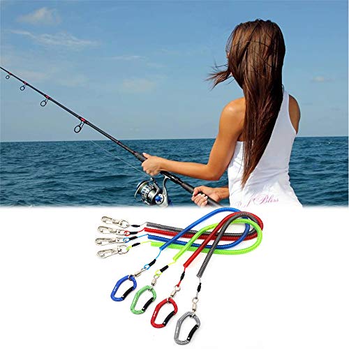 HERCULES M4 Fishing Lanyard, Fishing Pole Tether, Kayak Paddle Leash, Heavy Duty Retractable Coiled Lanyard for Fishing, Rods, Pliers, Boating, Paddles, Kayak - color: Pack of 2 Green (17.7" Plus, 5.9")