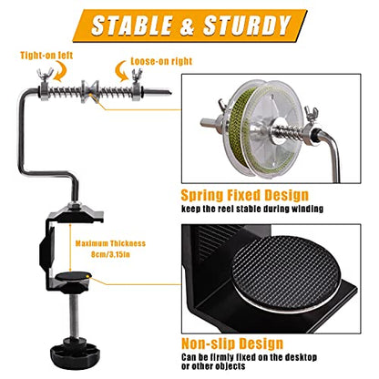 Fishing Line Spooler Winder, Adjustable Fishing Reel Spooler with Clamp Spooling Station for Spinning Casting Reels Winding System Device - style: With Clamp