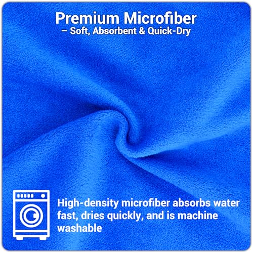 mayoken® 9 Pack Blue Fishing Towels with Clips & Zinger Retractors, Quick-Dry Absorbent Microfiber Bait Towels for Fishing, Boating, Kayaking, Camping & Hiking - color: 9pcs-blue