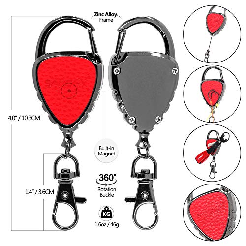 SAMSFX Quick Knot Tying Tool with Carabiner Zinger Retractor Fly Fishing Magnet Retractable Badge Holder and Multi-Tool Combo - color: Metal Zinger With Magnet & Black Knot Tool, Red Grip