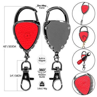 SAMSFX Quick Knot Tying Tool with Carabiner Zinger Retractor Fly Fishing Magnet Retractable Badge Holder and Multi-Tool Combo - color: Metal Zinger With Magnet & Black Knot Tool, Red Grip