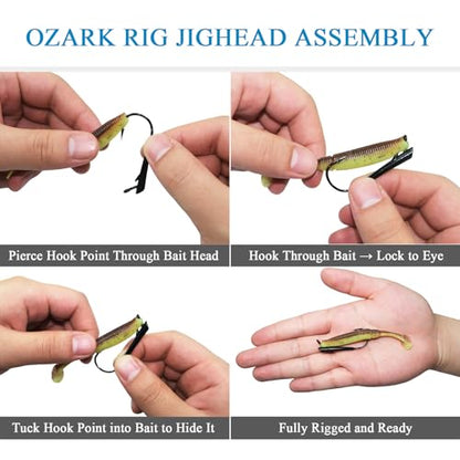 15-Pack Ozark Rig Weedless Jig Heads, 3/0 5/0 Texas Rig Hooks, Saltwater & Freshwater Fishing Hooks, 1/8oz, 1/4oz, 3/8oz Options - size: Assorted-15Pack