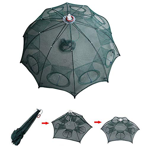 Persei Foldable Fishing Bait Trap Cast Net Cage Cast Dip Cage for Fish Shrimp Minnow Crayfish Crab Bait Trap Cage - color: 10 sides 10 holes+1 hole