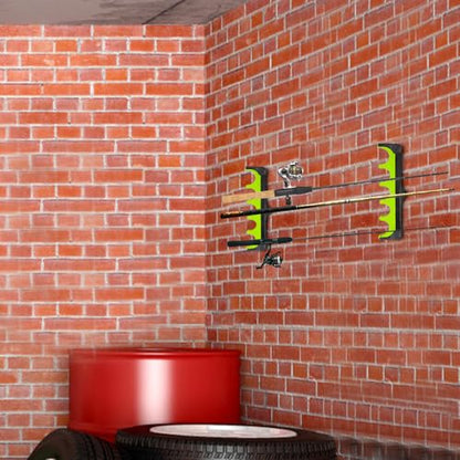 DONGKER Wall Mounted Fishing Rod Rack,1 Pair Horizontal Fishing Pole Holders for Garage Room Cabin Wall Boat Holds Up to 5 Rod