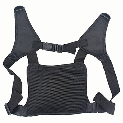 Universal radio harness chest Rig Bag Pocket Pack Holster Vest for Two Way Radio (Rescue Essentials) (Leather Black) - color: Leather Black