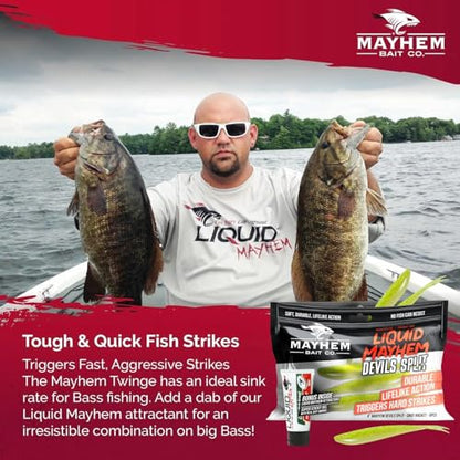 Liquid Mayhem Devils Split 4” – Soft Plastic Lures for Bass & Walleye with Fast Darting Action – Includes Bonus 10ml Attractant – 6 Baits Each Pack - size: 4" Kit - 1 Pack, style: Snot Rocket