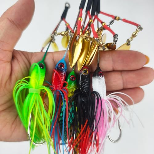 5Pcs Bass Spinner Baits, Spinner Baits for Bass Fishing Hard Metal Buzzbait High-Reflective Alabama Swimbait for Trout Salmon Pike