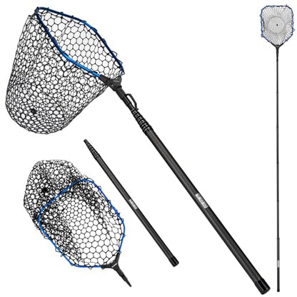 THKFISH Carbon Fiber Fishing Landing Net- 27 to 157.5 Inch Long Handle, Portable Collapsible Fishing Net for Salmon, Steelhead, Fly, Catfish, Bass, Trout Fishing, Trout Net, Dip Net Gifts for Men - size: 157.5” Telescopic Handle