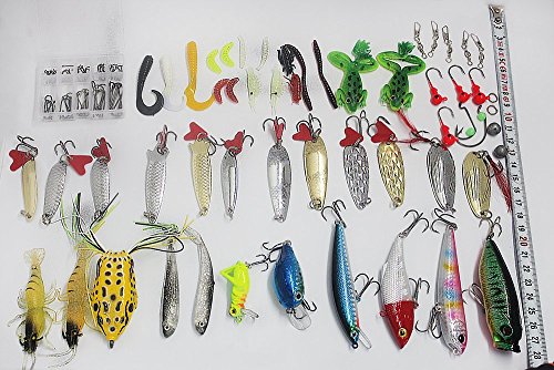 275Pcs Fishing Lure Set Kit Soft and Hard Lure Baits Tackle Set Bionic Bass Trout Salmon Minnow Popper Crank Rattlin Pencil Plastic Topwater Frogs Lure Metal Lures Spinner