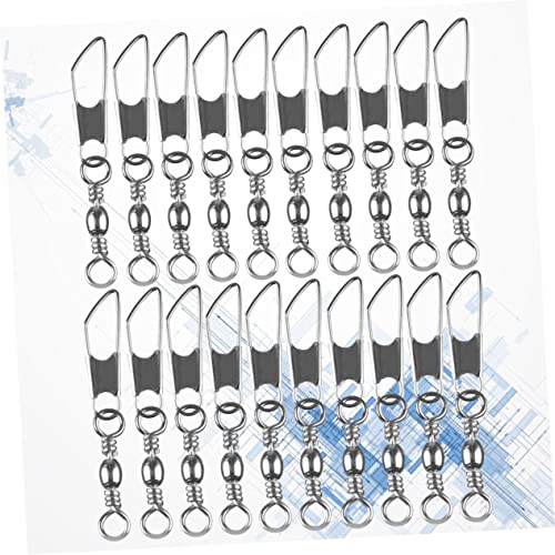 30pcs Rolling Resistance Swivel Fishing Hook Line Connector Fishing Rolling swivels Fishing Swivel Connector connectix Fishing Rolling Connector Stainless Steel to Rotate Ring - size: 14#