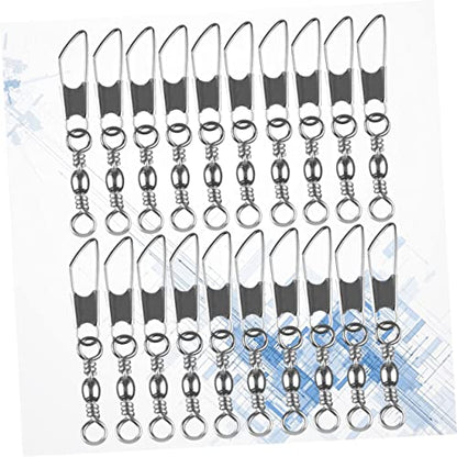 30pcs Rolling Resistance Swivel Fishing Hook Line Connector Fishing Rolling swivels Fishing Swivel Connector connectix Fishing Rolling Connector Stainless Steel to Rotate Ring - size: 14#