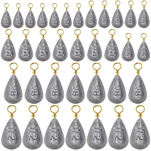Bass Casting Swivel Bell Sinkers Fishing Weights Drop Shaped Fishing Sinkers Catfish Weights for Ocean Saltwater Surf Bass Casting Gear Tackle - size: 1/2oz 3/8oz