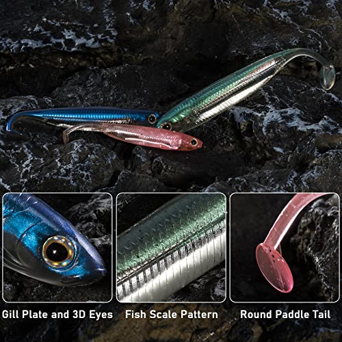 Dr.Fish Paddle Tail Swimbaits, Soft Fishing Lures for Bass Fishing 2.75-4.75 Inches, Freshwater & Saltwater Soft Plastic Baits Swim Shad Bait Minnow Lures Drop Shot - color: Purple, size: 3.06"-6 Pack
