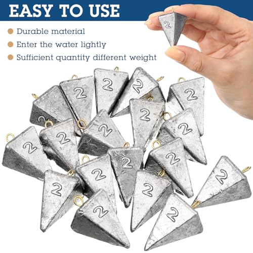 Shimeyao 18 Pieces Pyramid Sinkers Fishing Weights Triangle Fishing Sinkers Rig Pyramid Sinker for Ocean Saltwater Surf Bass Casting Gear Tackle - size: 2 oz