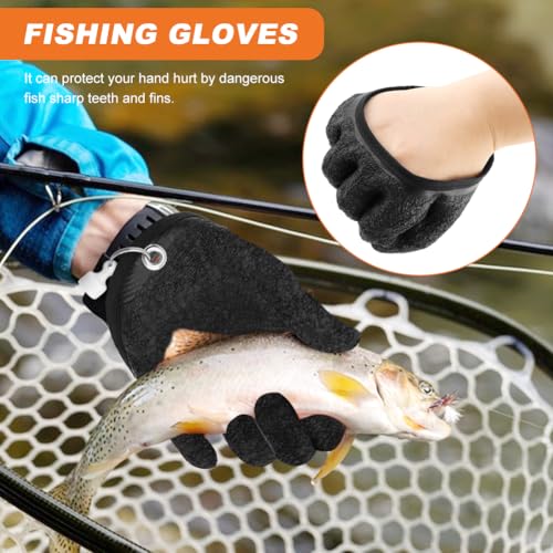 2PCS Fishing Gloves with Magnet Release, Non-Slip Fishing Catching Gloves, Puncture-Proof, Waterproof, Quick-Dry,Professional Fishing Glove for Handling Fish