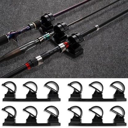 VEYWANE Fishing Rod Racks for Boat/Wall/Truck Bed, 3-Poles Storage Holders with Rubber Band Clips 2 Packs - color: 4 Racks for 6 Rods