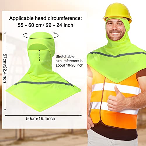 Seematn 4 Pcs Summer Balaclava Men Women Sun Face Mask for UV Protection Neck Covers with Reflective Strip Construction Work - color: Neon Yellow