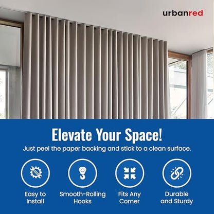 UrbanRed Self Adhesive Curtain Track (5 Meter, 16.4 ft) for Smooth Ceiling or Wall - No Drill, Screws, Ceiling Curtain Track, Curtains Rod, Ceiling Mount, Adhesive Curtains Rod (Non-Flexible) - size: 5 meters (16.4 ft) (Adhesive, Non-Flexible)